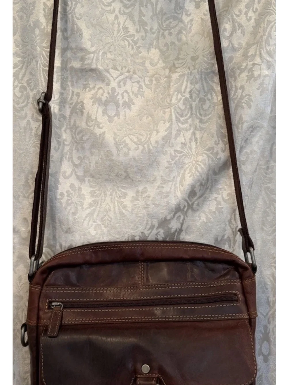 Jack Georges VTG Voyager Leather Crossbody Bag Brown Buffalo Leather